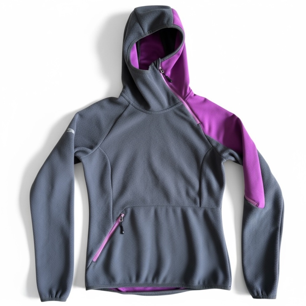Puma Fleece Hoodie Cozy Winter Pullover Running Activewear Gray Purple XS